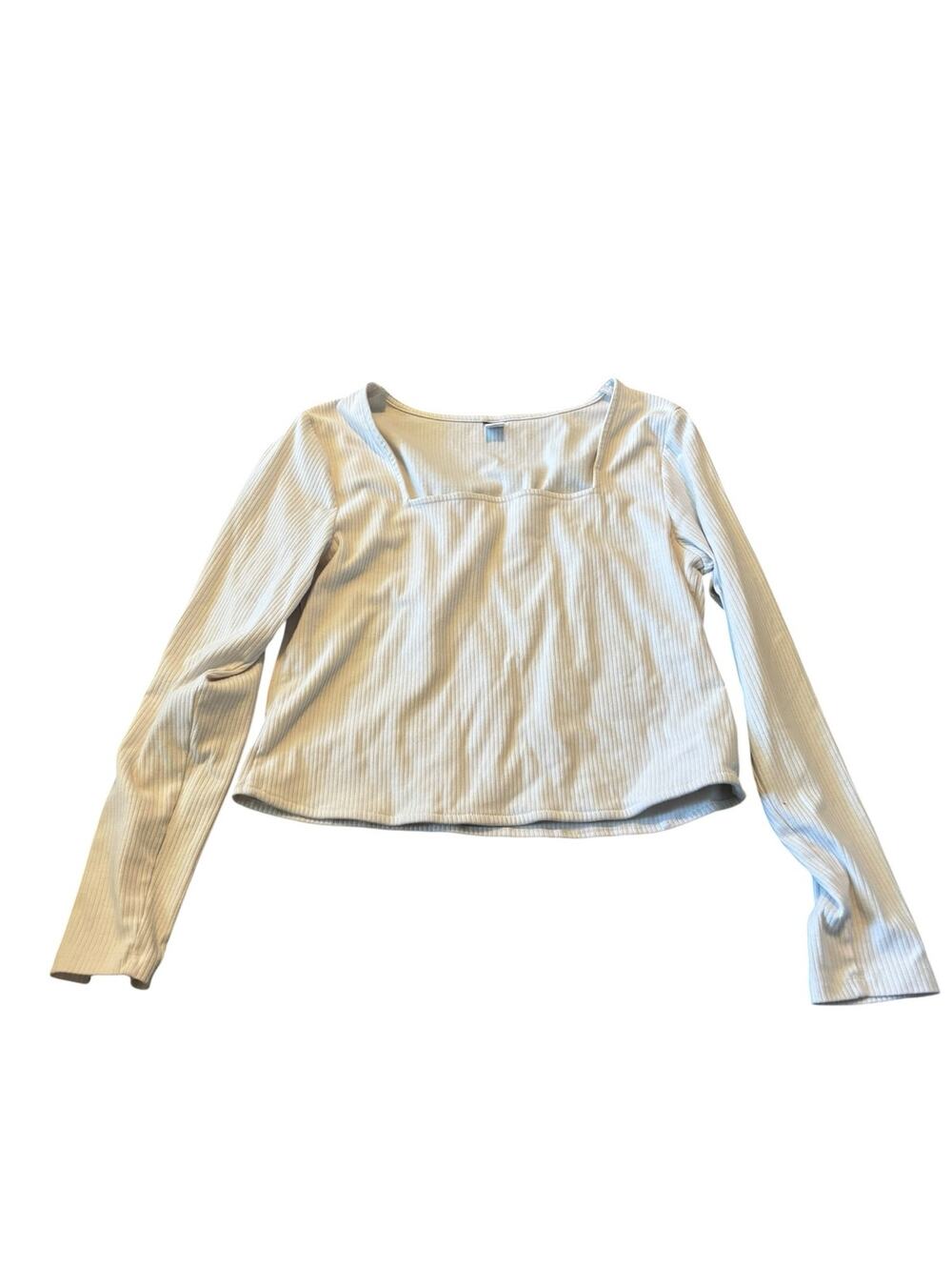 Old Navy White Ribbed Top Box Neck Line Size XXL